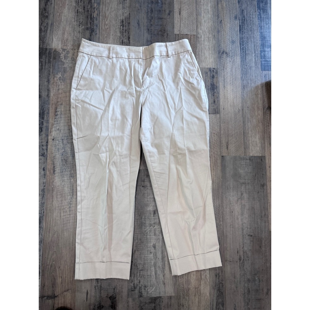 Ann Taylor Eva Beige Cuffed Ankle Slacks Straight Leg Old Money NWT 10